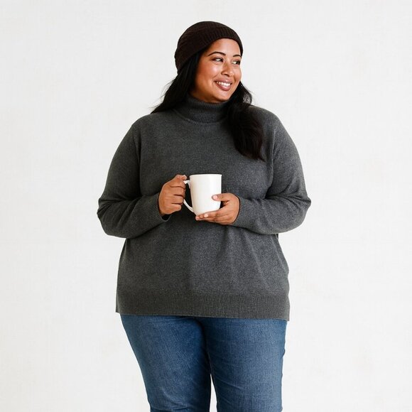 Melrose 100% Cashmere Gray Turtleneck Sweater Women’s Size 3X Luxe Winter Knit - Picture 1 of 13